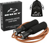 Sport Leather Jump Rope Skipping Rope for Speed Quiet Training Boxing MMA Cardio Crossfit Fitness Workout Indoor and outside Exercise for Adult Kids Men and Women (5.5 Oz)