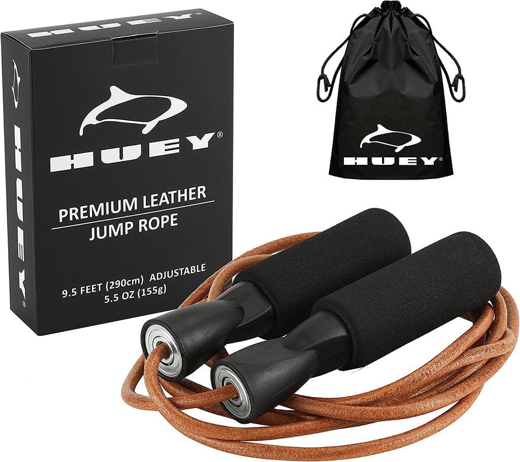 Sport Leather Jump Rope Skipping Rope for Speed Quiet Training Boxing MMA Cardio Crossfit Fitness Workout Indoor and outside Exercise for Adult Kids Men and Women (5.5 Oz)