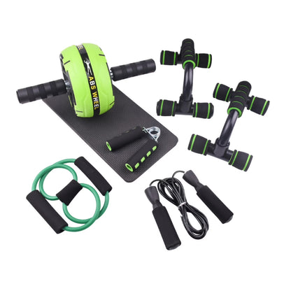 Abs Roller Wheel Indoor Fitness Equipment Set Home Gym Workout Chest Expander Green
