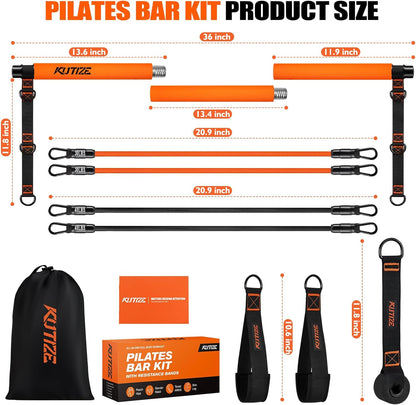 Pilates Bar Kit with Resistance Bands, Pilates Equipment, Multifunctional Pilates Bar for Women &amp; Men, Pilates Kit for Hip, Back, Arm, Full-Body Workouts, Home Gym Strength Training Equipment