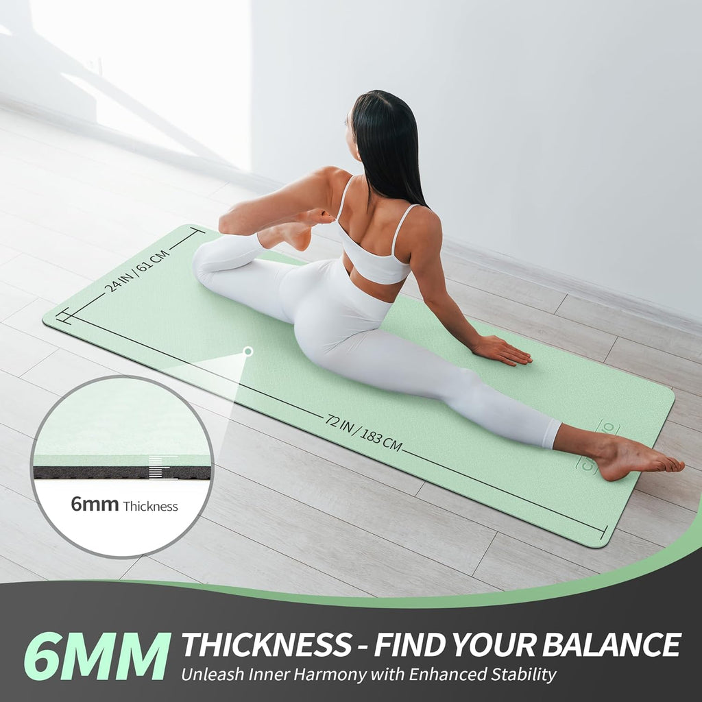 Yoga Mat for Women Men Kids, 1/3 & 1/4 & 2/5 Inch Extra Thick Yoga Mat Non Slip, 72" X 24" TPE Yoga Mats, Workout Mat with Carrying Strap for Yoga, Pilates and Floor Exercises