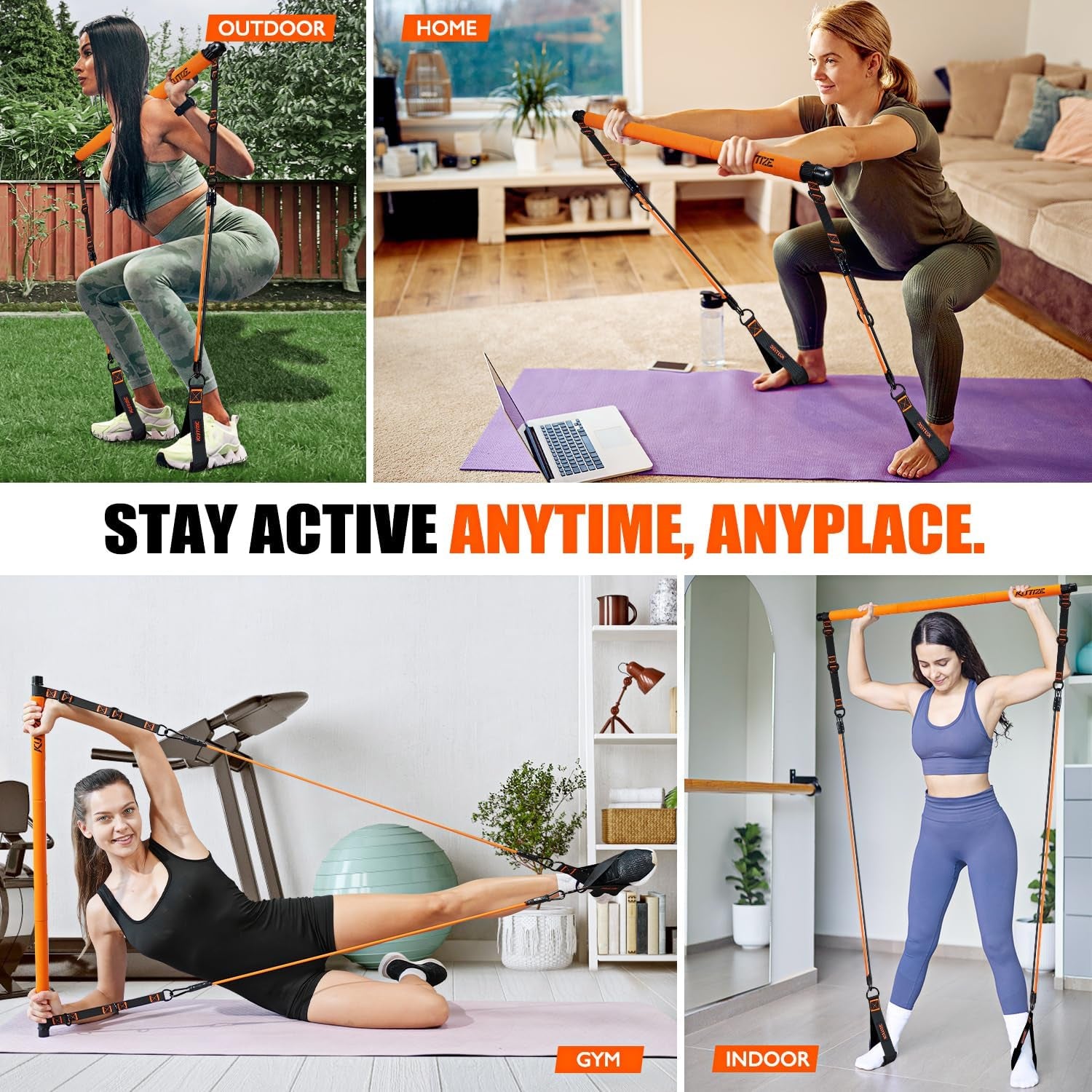 Pilates Bar Kit with Resistance Bands, Pilates Equipment, Multifunctional Pilates Bar for Women &amp; Men, Pilates Kit for Hip, Back, Arm, Full-Body Workouts, Home Gym Strength Training Equipment