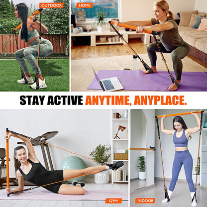 Pilates Bar Kit with Resistance Bands, Pilates Equipment, Multifunctional Pilates Bar for Women &amp; Men, Pilates Kit for Hip, Back, Arm, Full-Body Workouts, Home Gym Strength Training Equipment