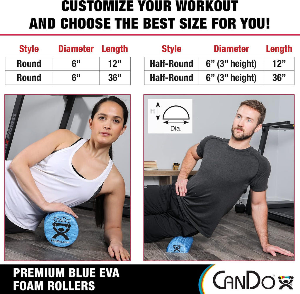 Premium Blue Marble EVA Foam Roller for Muscle Restoration, Massage Therapy, Sport Recovery and Physical Therapy 6" X 12" Half-Round