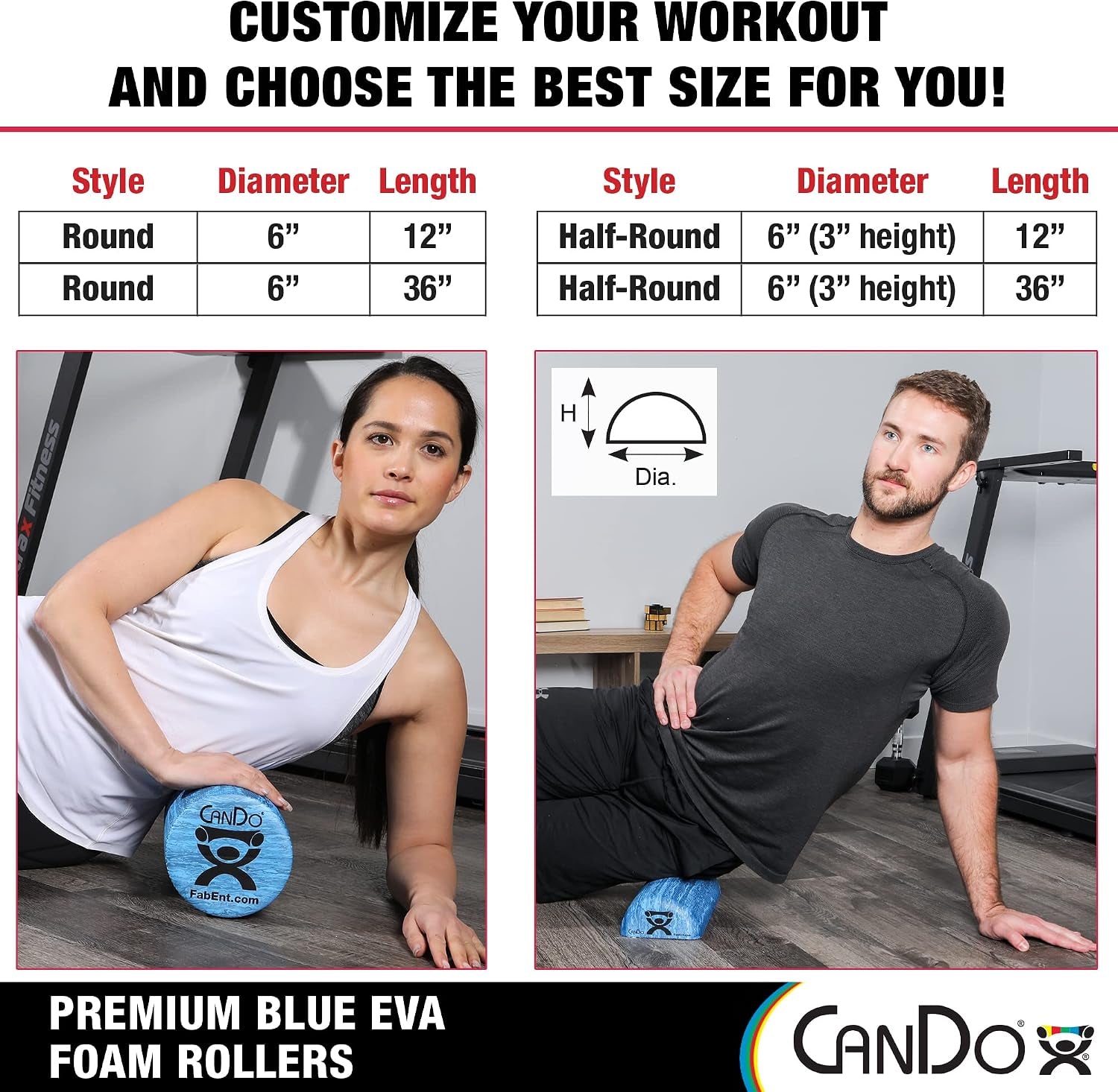 Premium Blue Marble EVA Foam Roller for Muscle Restoration, Massage Therapy, Sport Recovery and Physical Therapy 6" X 12" Half-Round