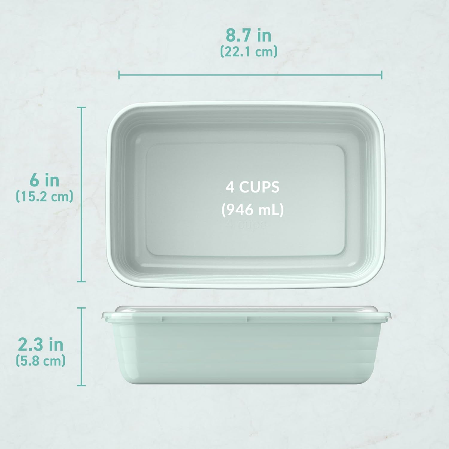 Prep - 20-Piece 1-Compartment Reusable Meal Prep Containers with Lids, PFAS &amp; BPA Free Materials, Durable, Microwave, Freezer, &amp; Dishwasher Safe to Go Food Storage (Mint)