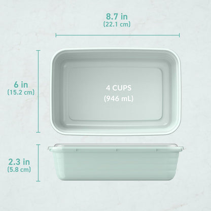 Prep - 20-Piece 1-Compartment Reusable Meal Prep Containers with Lids, PFAS &amp; BPA Free Materials, Durable, Microwave, Freezer, &amp; Dishwasher Safe to Go Food Storage (Mint)