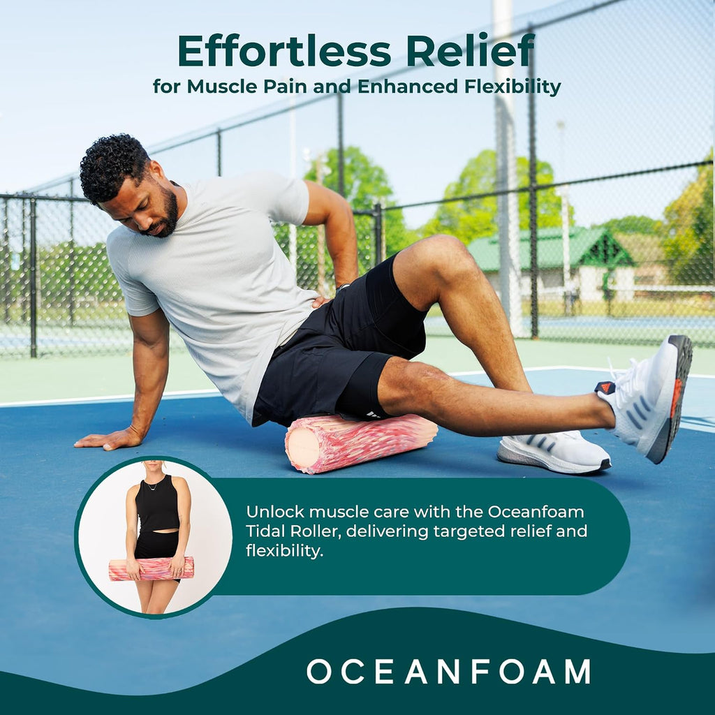 Tidal Roller - Cotton Candy - Muscle Massage Foam Roller for Back Pain & Stretching - Firm and Ergonomic Wide Wave Textured - Yoga, Athletics, & Wellness - Full Size, 20" X 5"