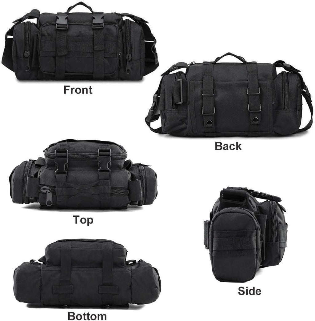 Bike Handlebar Bag, 900D Nylon Oxford Multi-Purpose Waist Bag Water Resistant Bicycle Cycling Pack (Black)