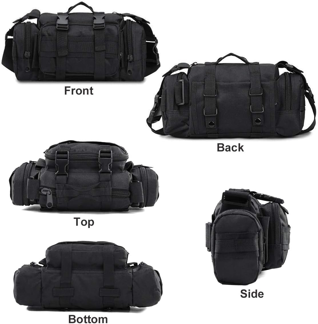 Bike Handlebar Bag, 900D Nylon Oxford Multi-Purpose Waist Bag Water Resistant Bicycle Cycling Pack (Black)