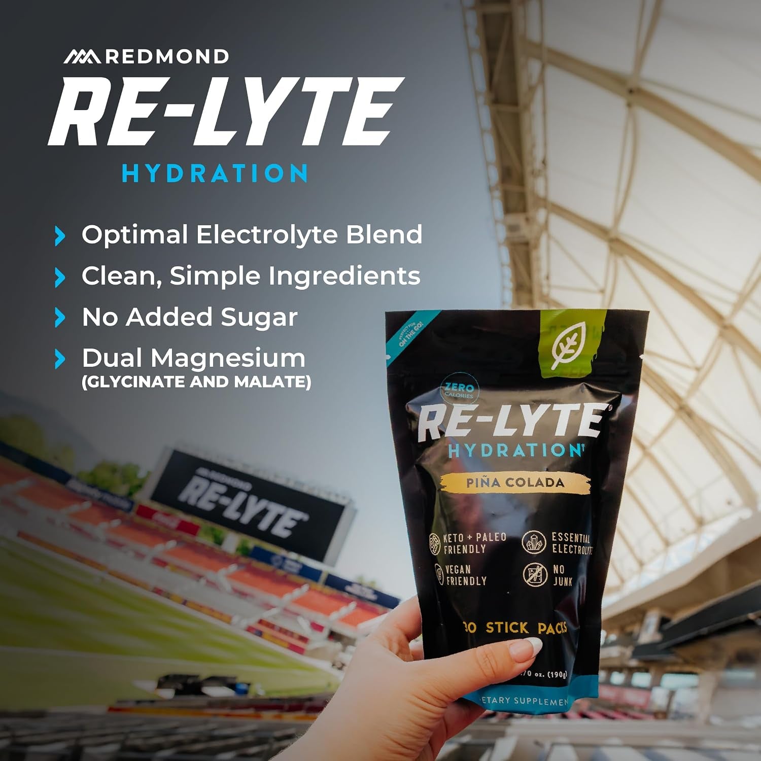 Re-Lyte Hydration Electrolyte Powder Mix (Pina Colada), 30 Stick Packs | No Added Sugar, Hydration Packets