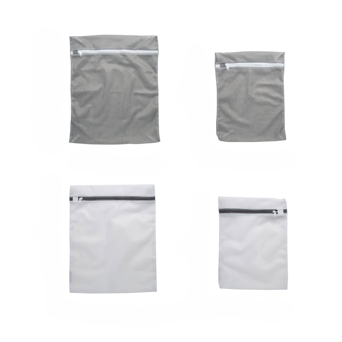 4 Pack Active Wear Wash Bag Set, 16" X 19" and 12" X 15", White, Grey