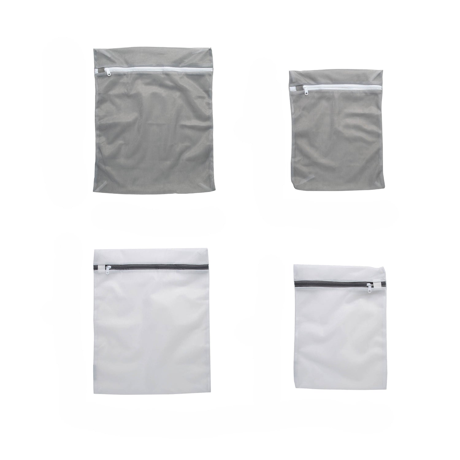 4 Pack Active Wear Wash Bag Set, 16" X 19" and 12" X 15", White, Grey