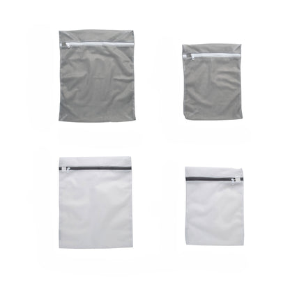 4 Pack Active Wear Wash Bag Set, 16" X 19" and 12" X 15", White, Grey
