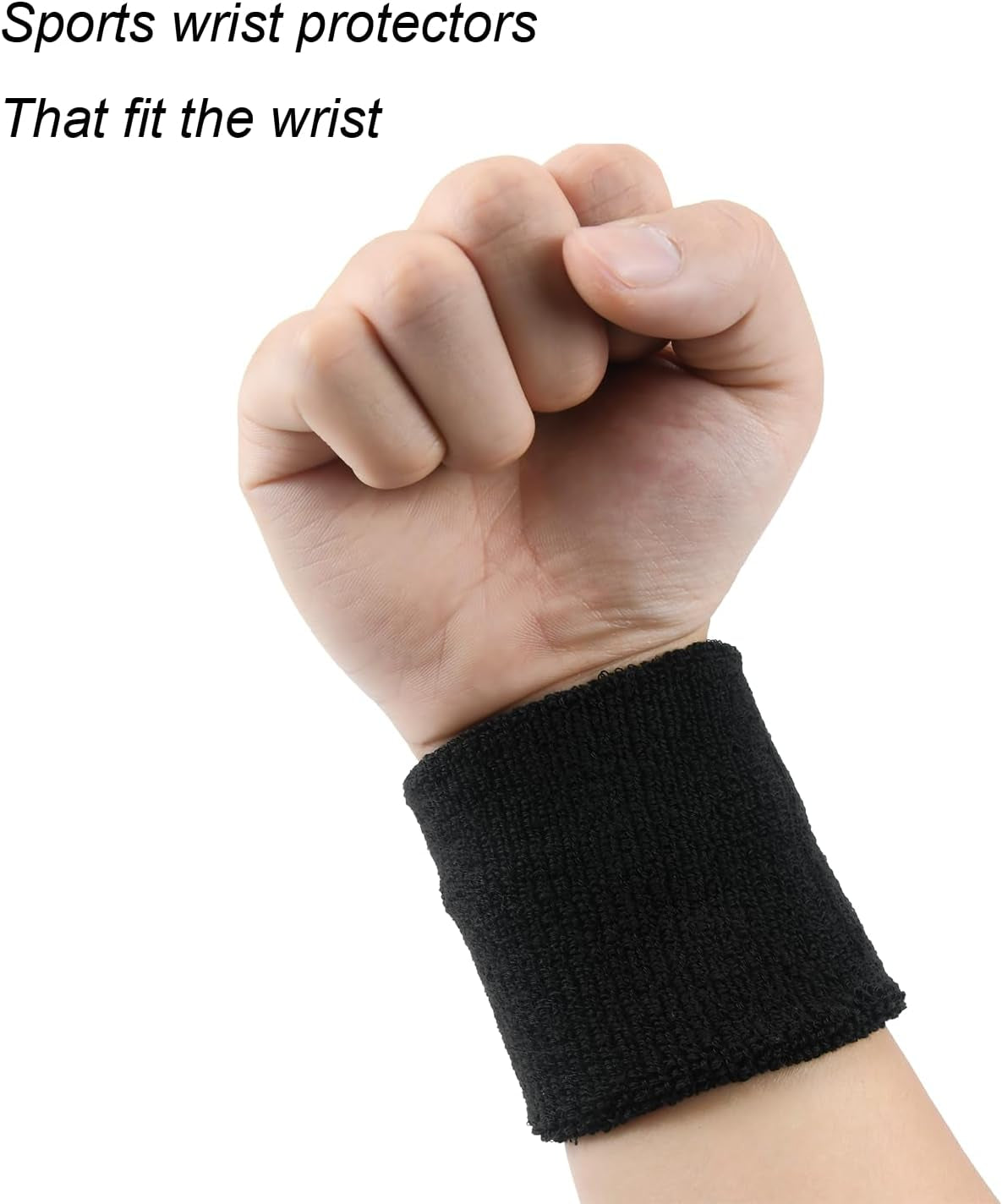 6 Pack Sweatbands Sports Wristband, Men & Women Wristbands, Breathable Cotton Sweatbands for Working Out, Running Athletic Sports, Basketball, Football, Black