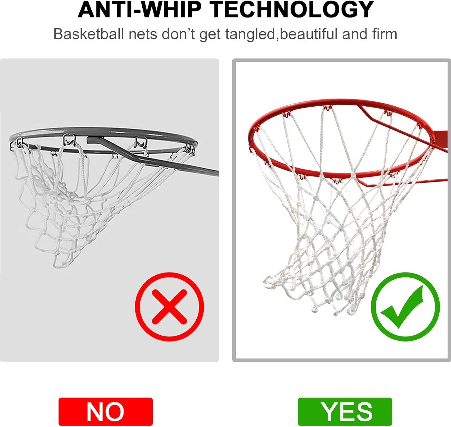Basketball Net Outdoor,(7.16 Oz) 12 Loops Professional Heavy Duty Basketball Net Replacement,All Weather anti Whip, Suitable for Outdoor Standard 12 Loops Basketball Hoop
