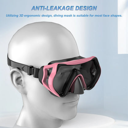 Diving Snorkeling Mask Set for Kids Swimming Mask Child Free Diving Snorkel Mask Anti-Fog Swim Goggles with Nose Cover Big Frame