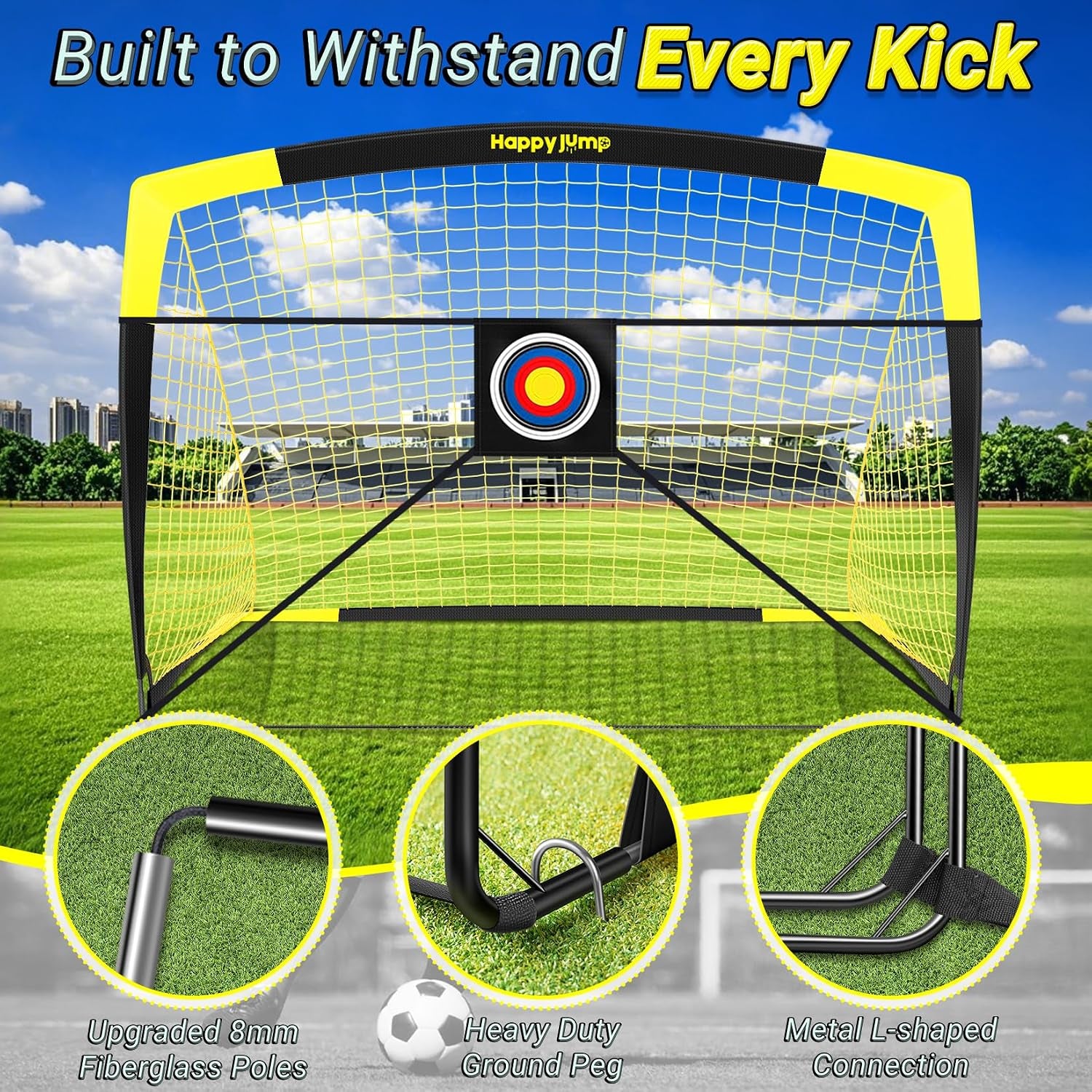 Portable Soccer Goal 7X5 & 5X3.6 FT, Large-Frame Training Net | Great for Kids Ages 6-14 Skill Development, Ideal for Backyard Park School Beach Indoor Outdoor, Easy Fold Durable Dacron Net