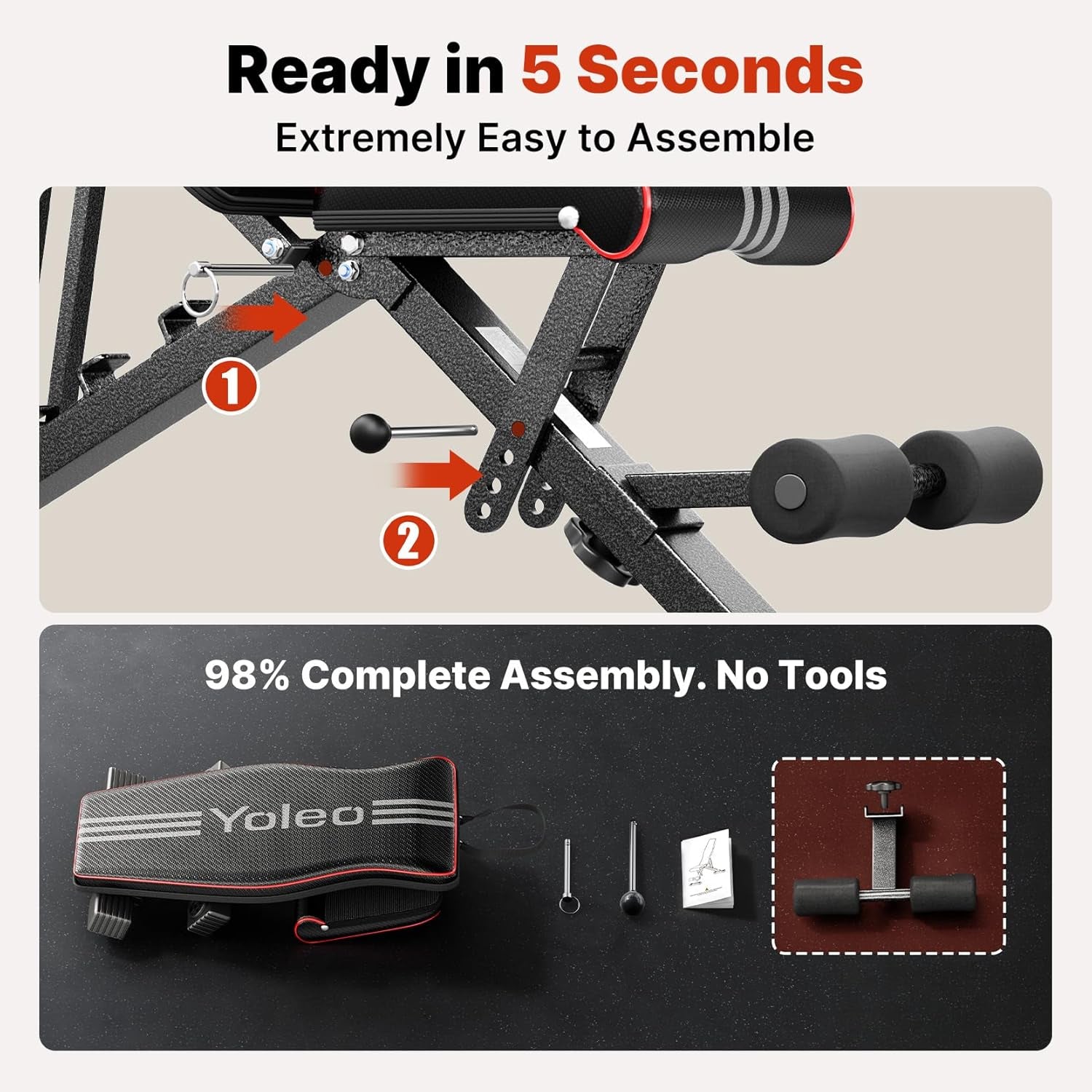 Adjustable Weight Bench for Home Gym, Astm-Certified 827LBS, 98% Pre-Assembled, Foldable Gym Bench with 84 Positions Incline Decline Flat, Wider Seat