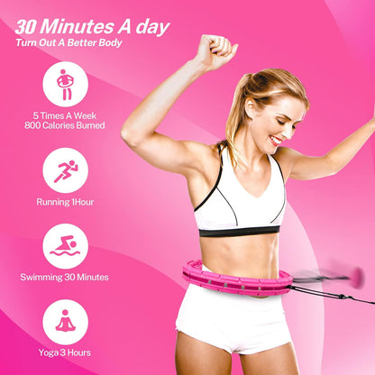 Weighted Fit Hoop, 2 in 1 Weight Loss 24 Detachable Knots Hoops Adjustable Auto-Spinning Ball Great for Resistance Training, Physical Therapy, Home Workouts