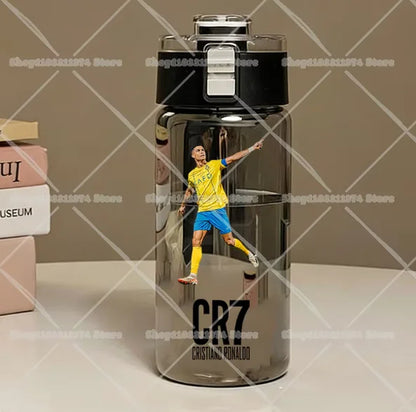 600ML CR7 Sports Water Bottles Cartoon Football Star Ronaldos Large Water Cups New Outdoor Transparent Drinking Bottle Kids Gift