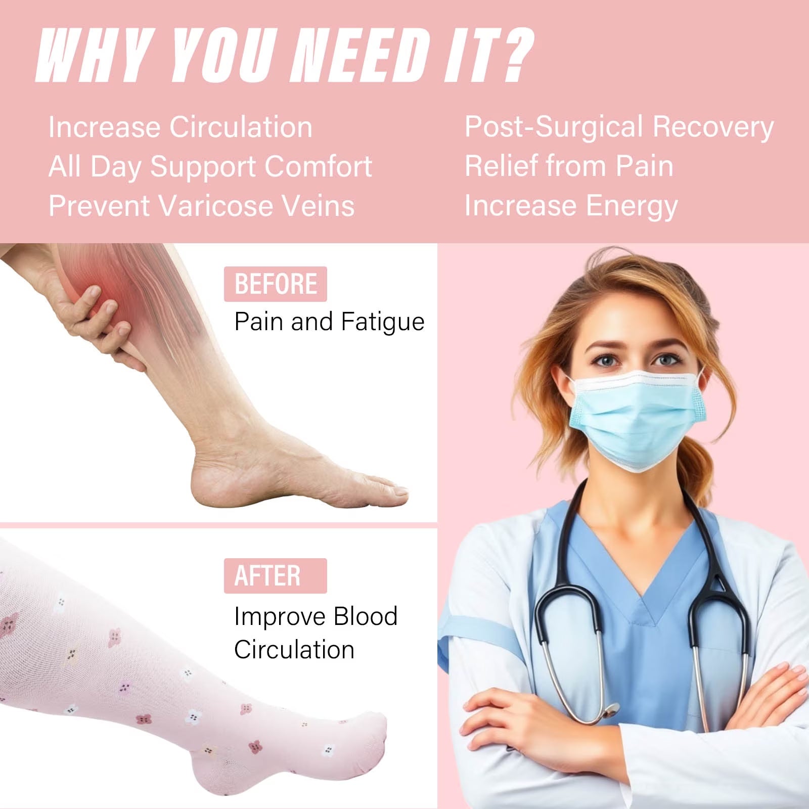 plus Size Compression Socks for Women &amp; Men Circulation (2 Pairs) – Graduated Support Socks for Running and Athletic Sports