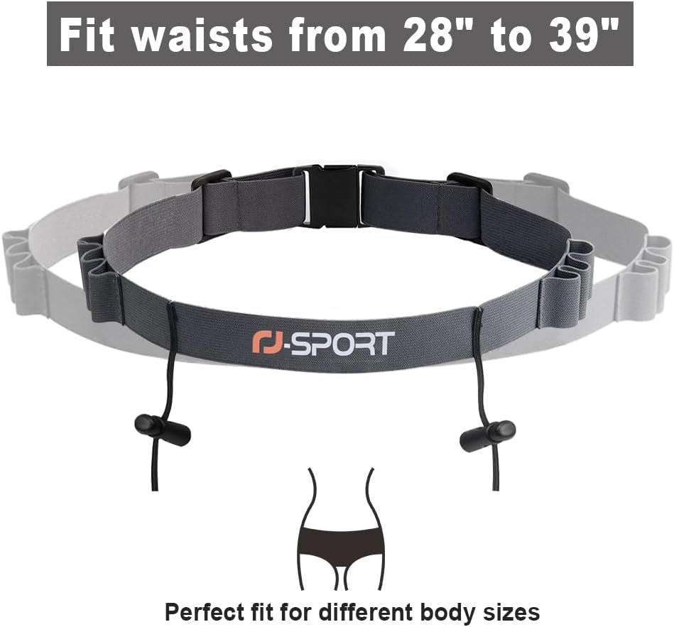 Race Number Belt with 6 Energy Gel Loops for Triathlon & Marathon | Triathlon Race Belt Bib Holder for Running and Cycling
