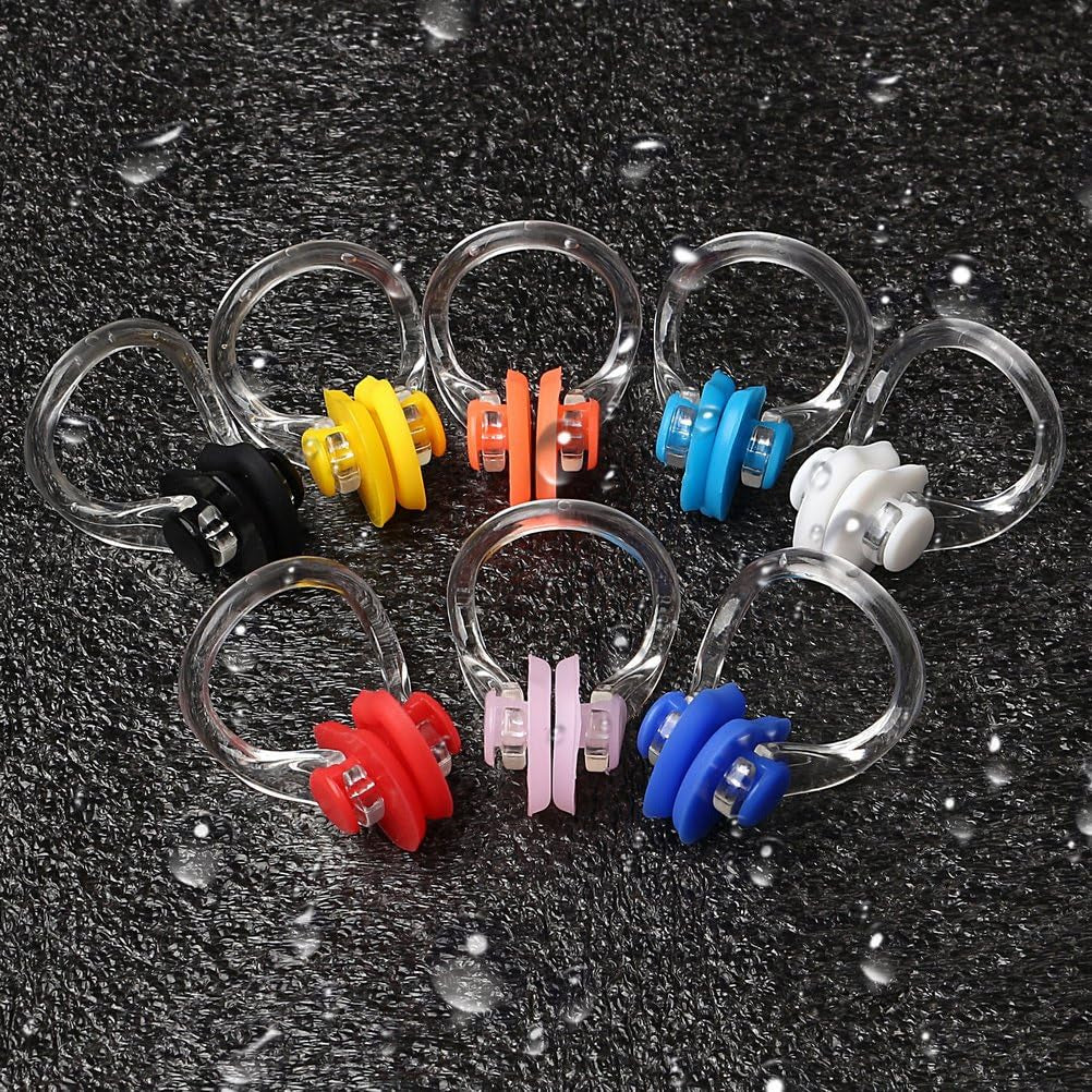 8 Pieces Silicone Swimming Nose Clip, Waterproof Silica Gel Surfing Nose Plug Protector Soft Latex Plugs for Kids and Adults (8 Colors) | Soft Non-Slip Silicone, Contoured Fit, Helps Keep Water Out, for Swimming, Surfing and Pool Training