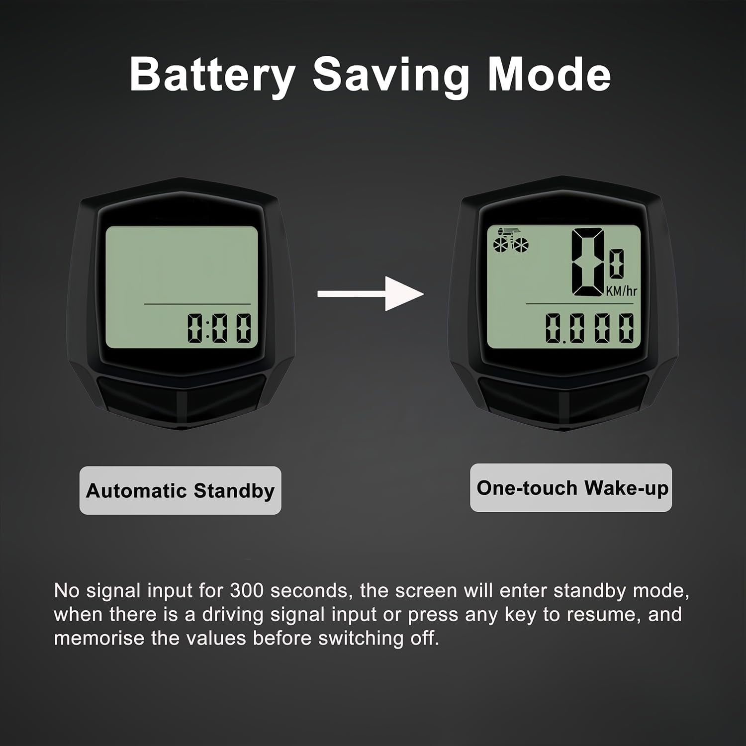 Bike Computer, Bike Speedometer and Bicycle Odometer Waterproof Cycling/Cycle Computer with LCD Display, Automatic Wake-Up, Multi-Functions for Road Bike MTB