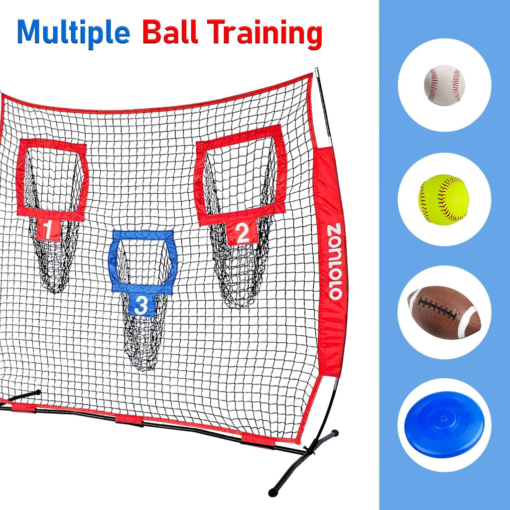 6X6Ft Football Training Net, Football Throwing Net with 3 Target Pockets, Portable QB Throwing Practice Equipment with Small Carry Bag,Most Suitable for Kids