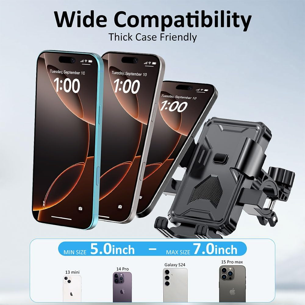 Bike Phone Holder, Handlebar Phone Mount for Bike and Motorcycle, Electric Scooter Mountain Bike, Adjustable Cell Phone Holder,Secure Holder for 4.7-6.8 Inch All Cell Phones
