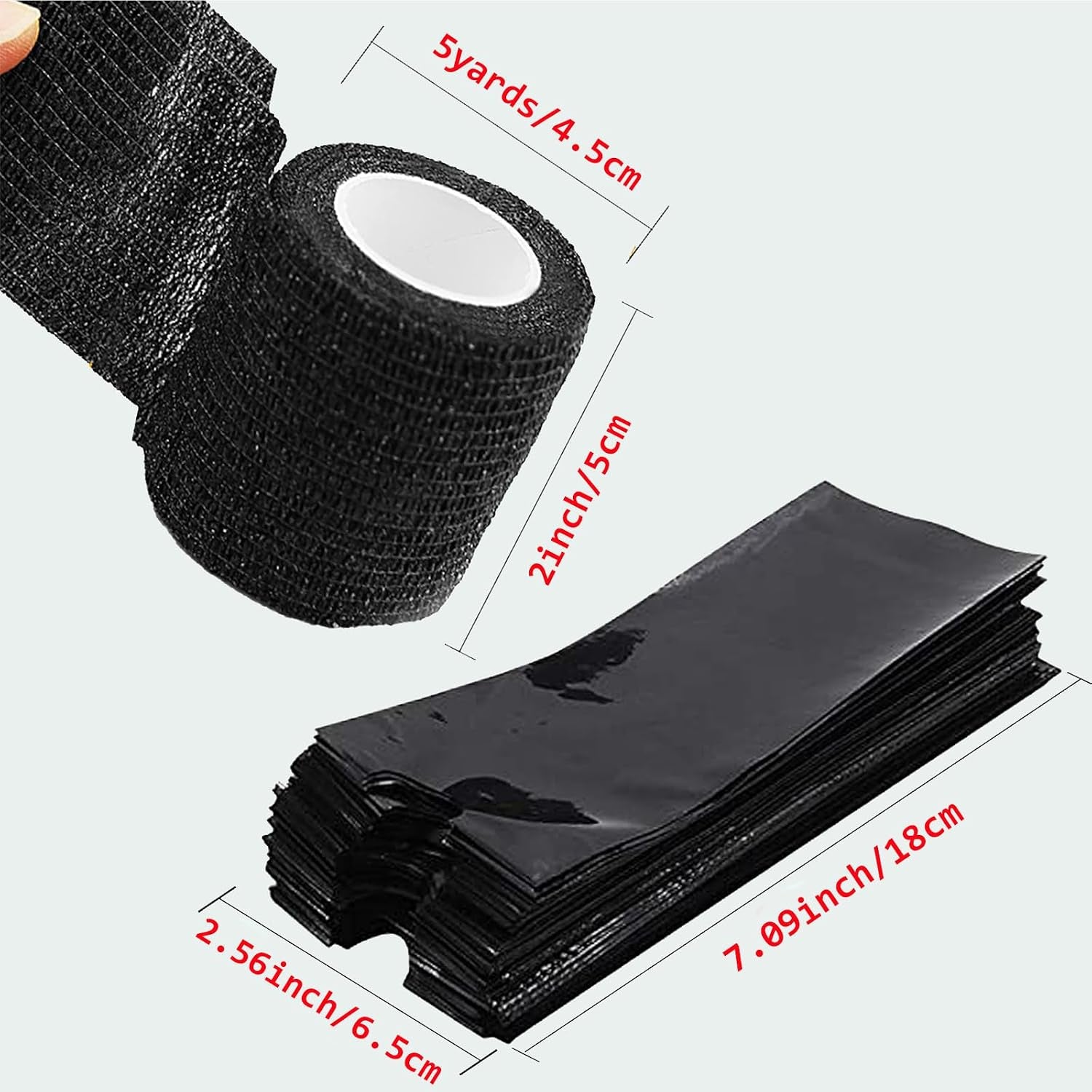 200PCS Pen Covers with 6PCS Grip Tape Tattoo Machien Covers Kit | Machine Wrap Cover Black Pen Bags Sleeves with Black Grip Wrap Self-Adherent Tape Plastic Cover Tattoo Supplies