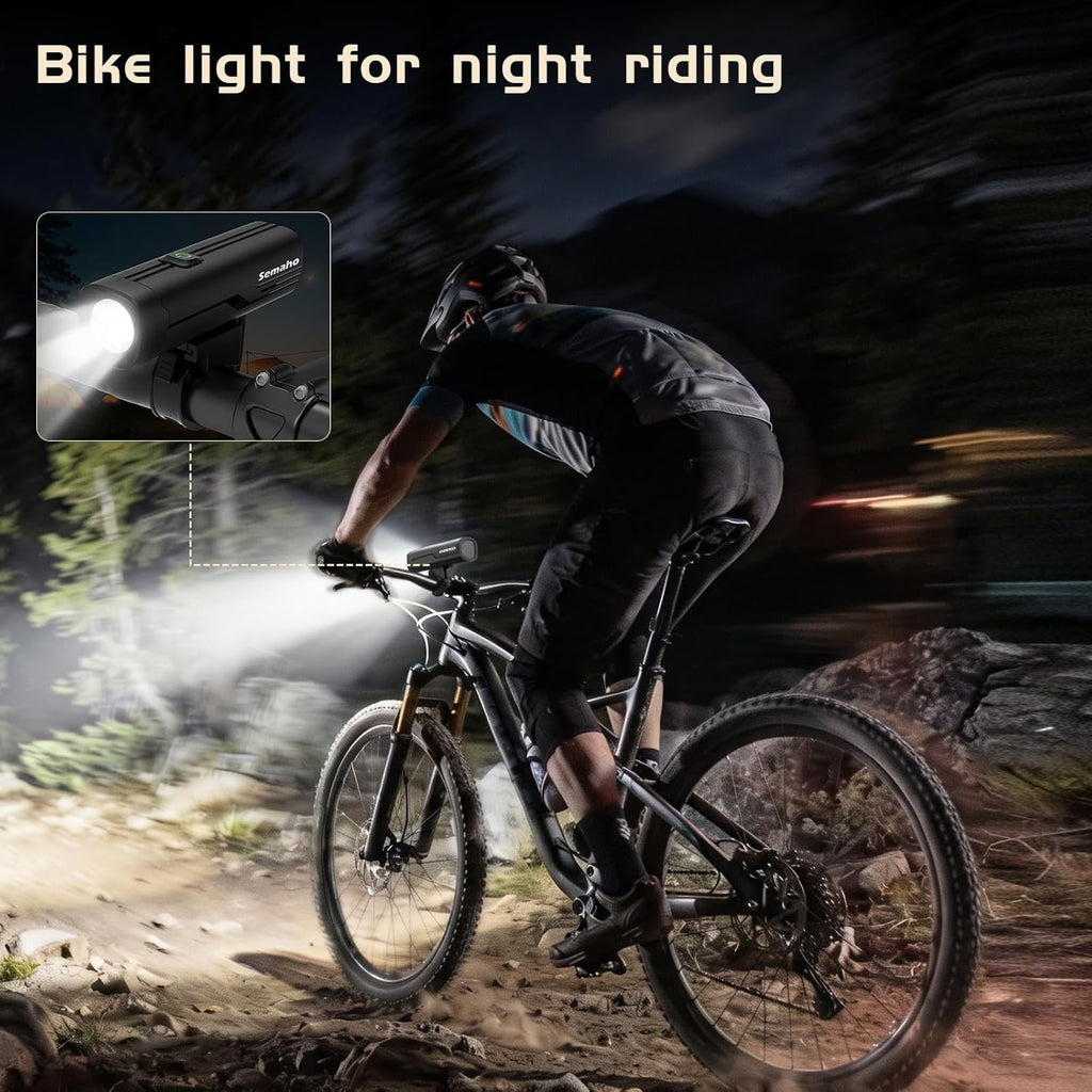Bike Lights for Night Riding, Rechargeable Bicycle Light Front and Back, IP66 Waterproof, 4+6 Modes Headlight Taillight Set for Safety Urban Commuting
