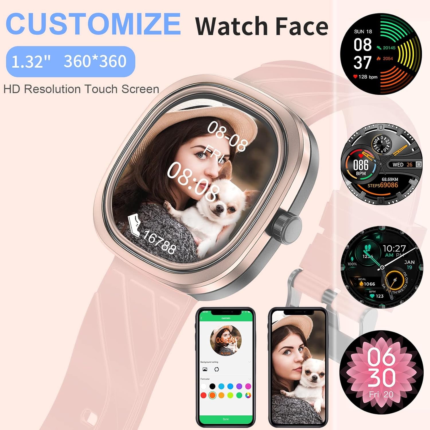 Smart Watches for Women, Smart Watch for Android Phones and Iphone, 1.32&