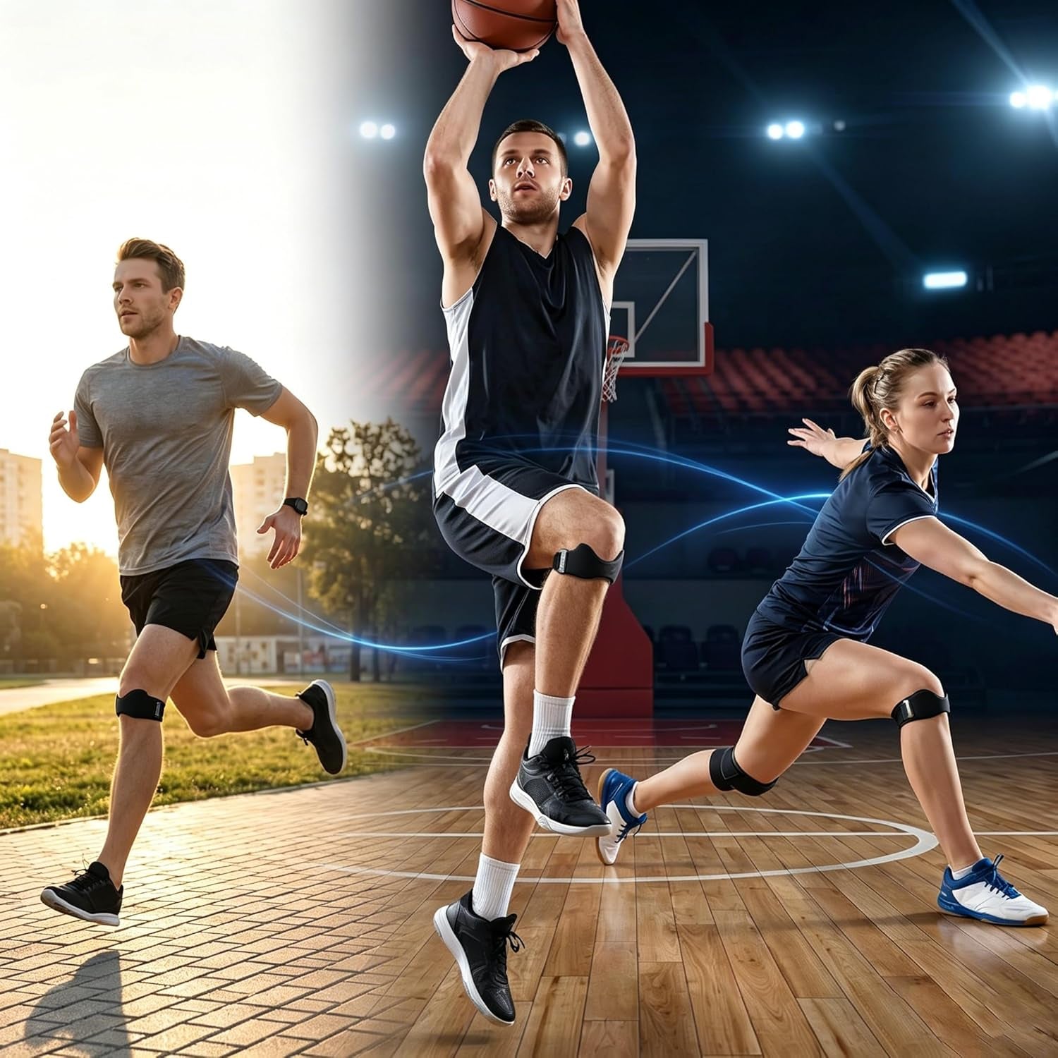 Knee Strap, Adjustable Patella Tendon Support Band with 0.3In 3D Silicone Airbag & Dual Anti-Slip, Patellar Stabilizer Brace for Running, Basketball, Hiking, Gym, Men Women，2Pcs