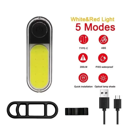 Bike Light COB Front Rear Bicycle Lights LED Rechargeable Mountain Road Bicycle Lamp MTB Tail Light Cycling Flashlight