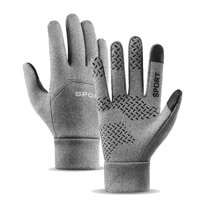 Men Winter Waterproof Cycling Gloves Outdoor Sports Ski Running Motorcycle Touch Screen Fleece Gloves Non-Slip Warm Full Fingers