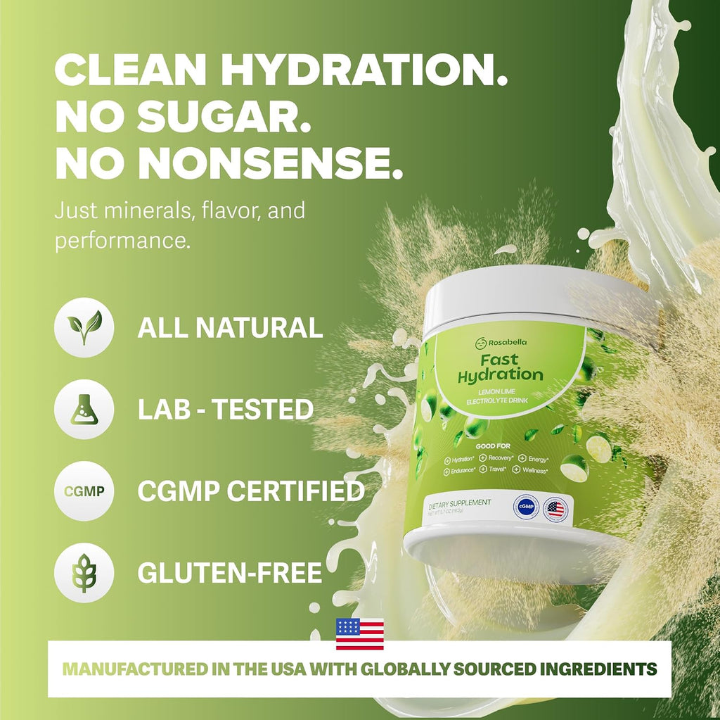 Electrolyte Drink Powder – Lemon Lime – Zero Sugar Hydration Supplement – Sodium, Potassium, Magnesium & Calcium – Keto Electrolytes Mix for Rapid Rehydration – 30 Servings (5.7 Oz)