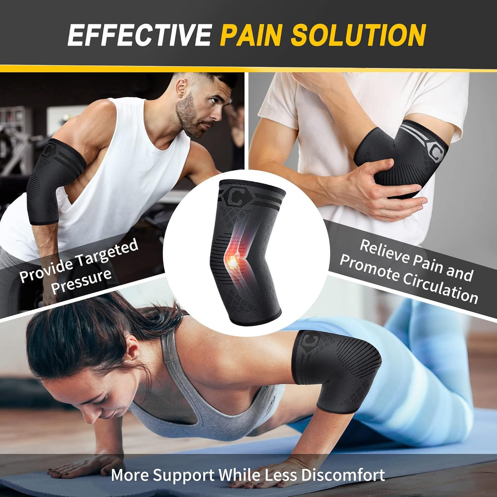 2 Pack Elbow Brace Compression Sleeve, Tennis & Golfer'S Elbow | Breathable 3D Knit, Moisture-Wicking, No Straps or Velcro, Epicondylitis, Tendonitis & Arthritis Relief, All-Day Wear