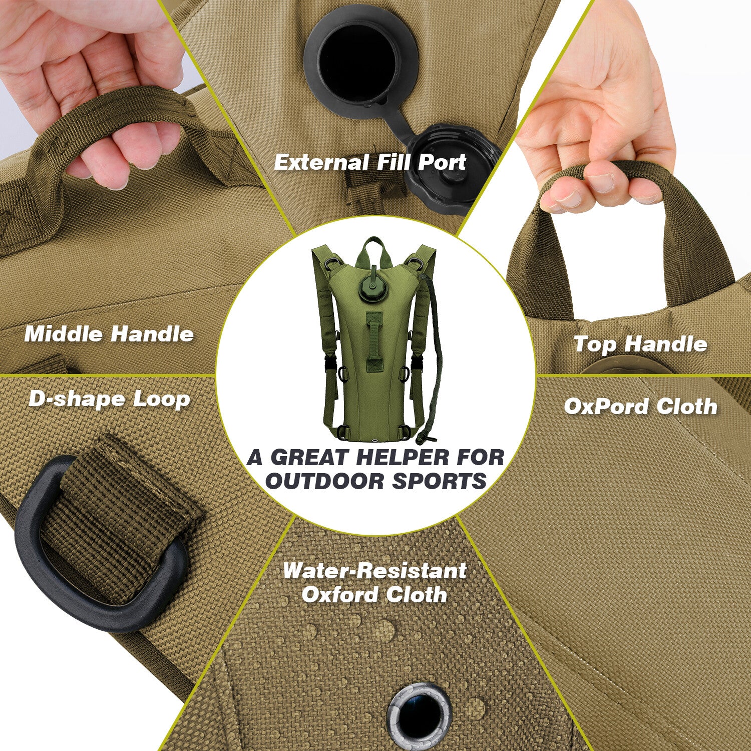 Cycling Hydration Bladder - 3L Leakproof Water Bag for Backpacks (BPA Free) USA