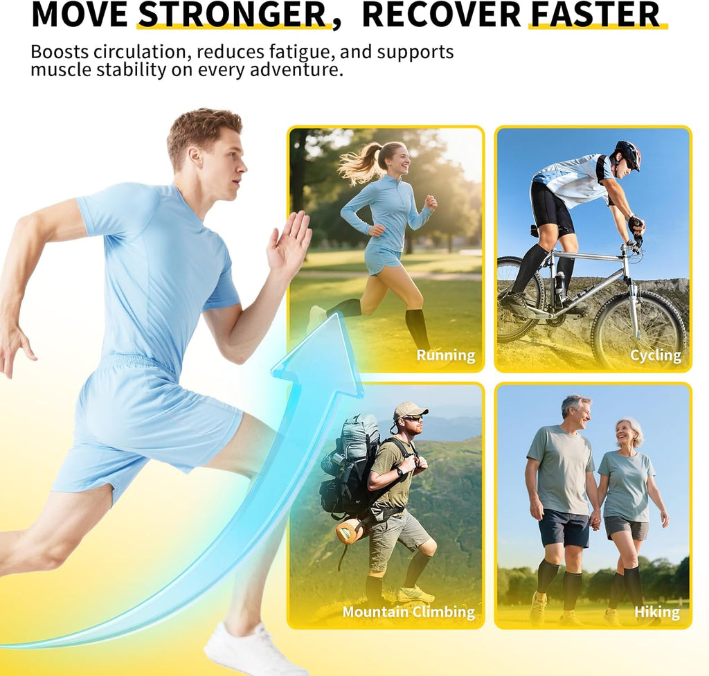 Calf Compression Sleeve 3 Pairs Footless Compression Socks Running | Leg Sleeves for Men & Women, 15-20Mmhg, Shin Splints Relief & Recovery, Fitness, Cycling, Varicose Veins, Travel, Nurse