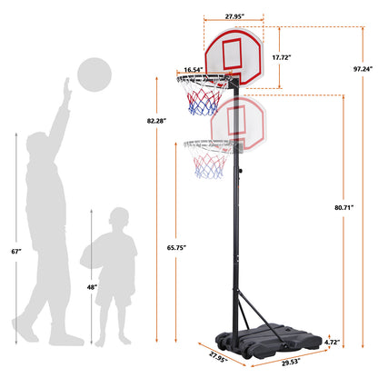 Basketball Hoop Outdoor Adjustable 5.5-7 Ft Portable Basketball Goals Stand Kids