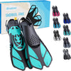 Snorkel Fins, Travel Size Short Flippers for Snorkel Swim Diving | Adjustable Swim Fins Flexible Open Heel Lightweight Scuba Diving Fins for Adult Men Women Kids Ideal for Recreational Use