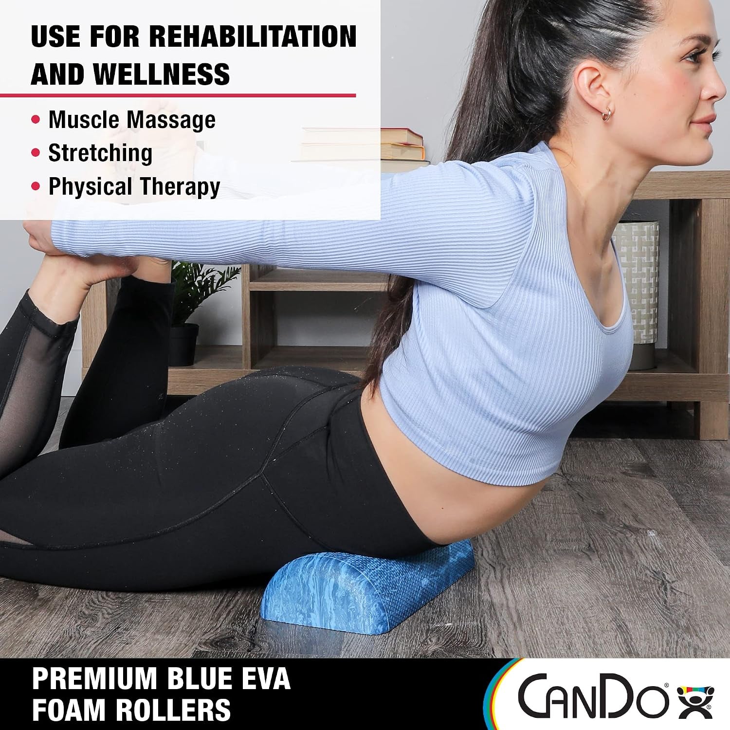 Premium Blue Marble EVA Foam Roller for Muscle Restoration, Massage Therapy, Sport Recovery and Physical Therapy 6" X 12" Half-Round