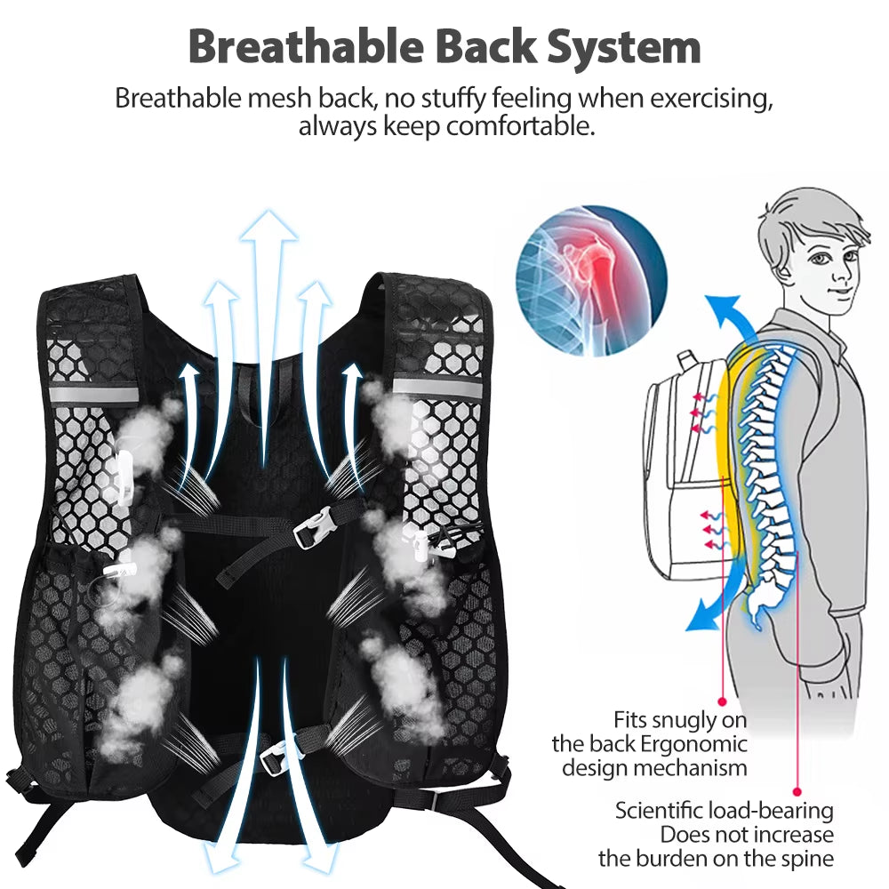 Breathable Hydration Vest Trail Running Backpacks Lightweight Cycling Run Jogging Marathon Backpack Riding Climbing Bag
