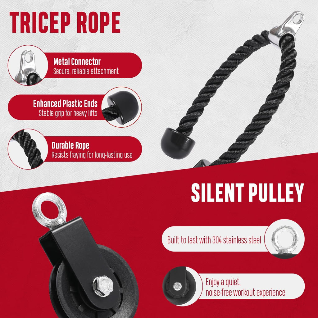 Pulley System Gym, Cable Weight Pulley System for Gym LAT Pulldown, Biceps Curl Workout, Ideal Home Gym Equipment for Forearm, Shoulder, Strength Training