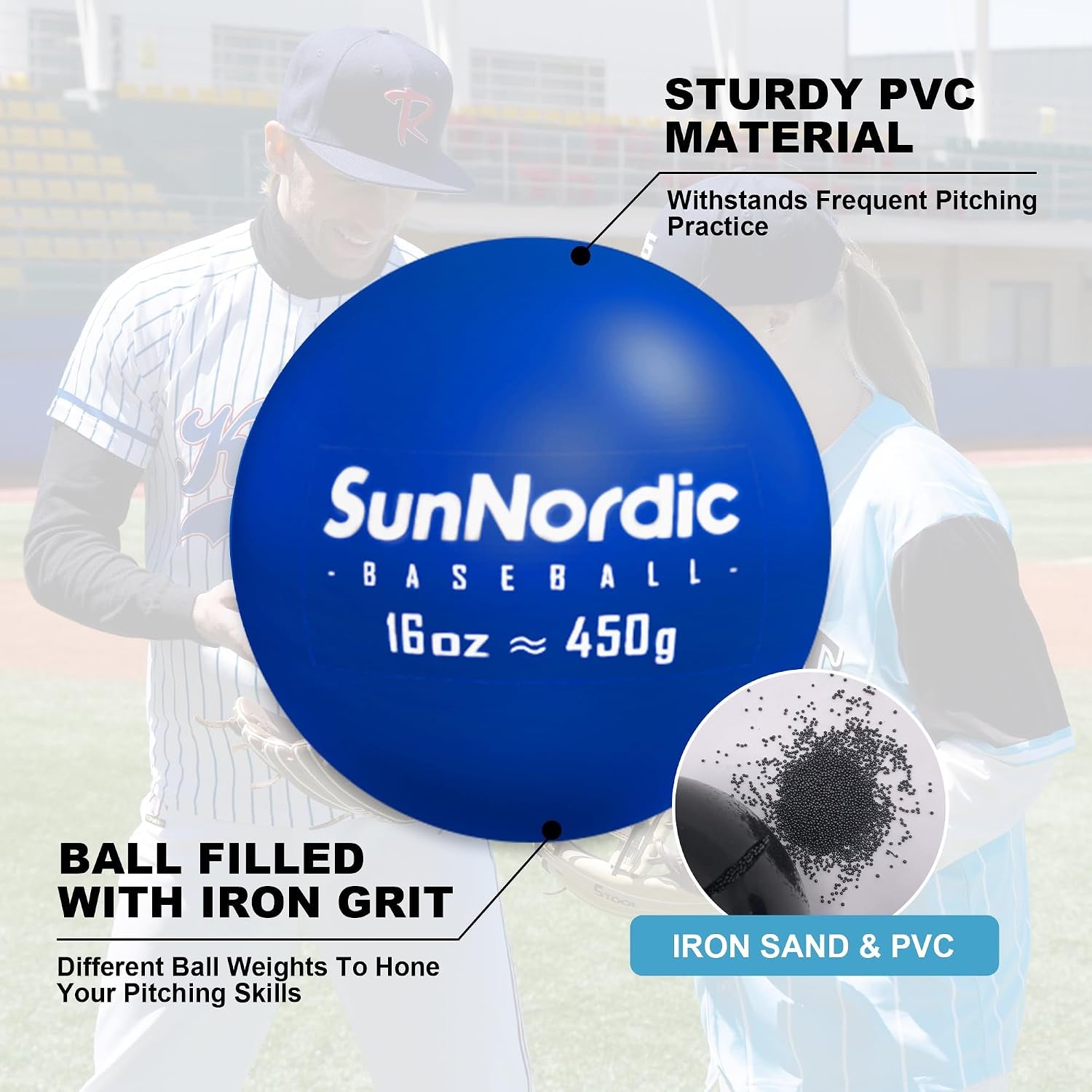 6 Pack Smooth Weighted Baseball Set with Resistance Band | 3.5-53Oz, Variable Weight Plyometric Baseballs with Pump & Carry Bag, Improved Power & Pitching Training, All Skill Levels