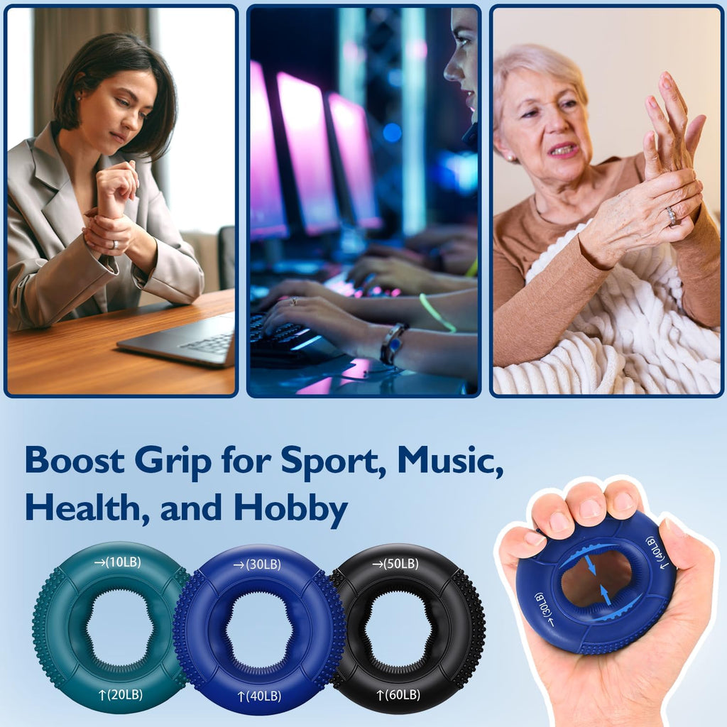 Grip Strength Trainer, Finger Exerciser, Forearm Strengthener 9-Piece Kit, Hand Grip Strengthener Targeted Strength, Relief & Recovery