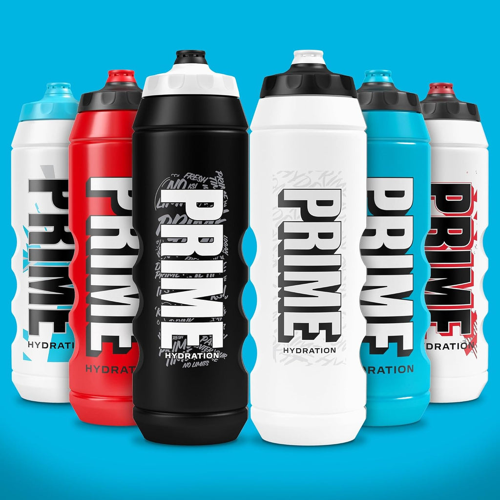PRIME 32 Oz Blue Squeeze Sports Water Bottle, BPA Free, Dishwasher Safe, Easy-Grip Ergonomic Leakproof Design, Fast Hydration for Gym, Cycling, Running