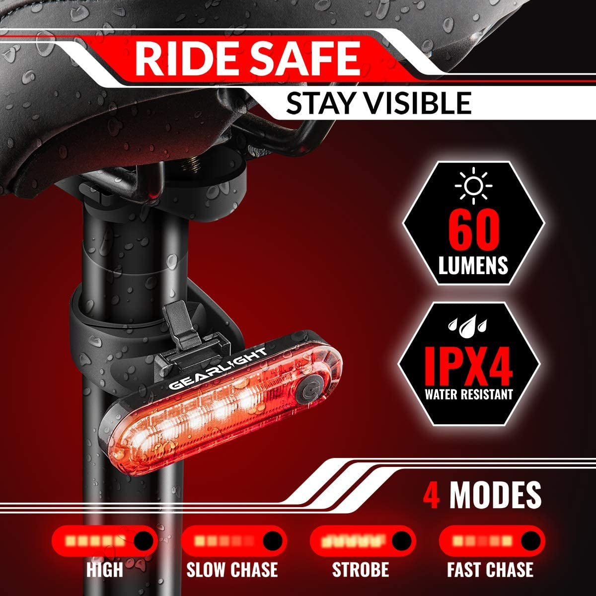 Bike Lights for Night Riding, USB Rechargeable Front and Back Lights, LED Bicycle Headlight and Tail Light Set, Water Resistant Bike Lights Rechargeable for Mountain Bikes, Kids Bike Light, MTB Light